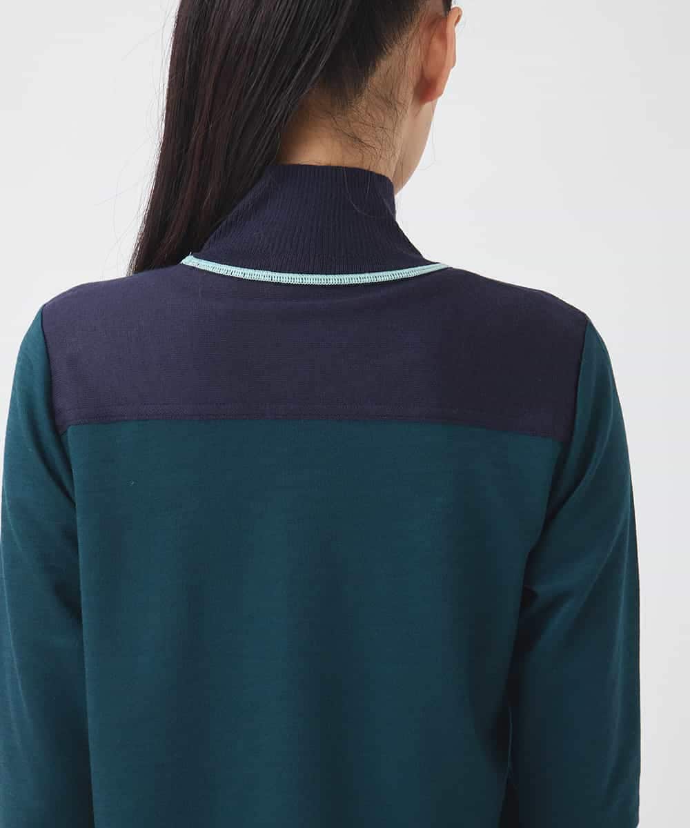 RBKAD10190 HIROKO BIS(ヒロコ ビス) 配色アクセントハイネックインナープルオーバー グリーン