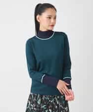 RBKAD10190 HIROKO BIS(ヒロコ ビス) 配色アクセントハイネックインナープルオーバー グリーン