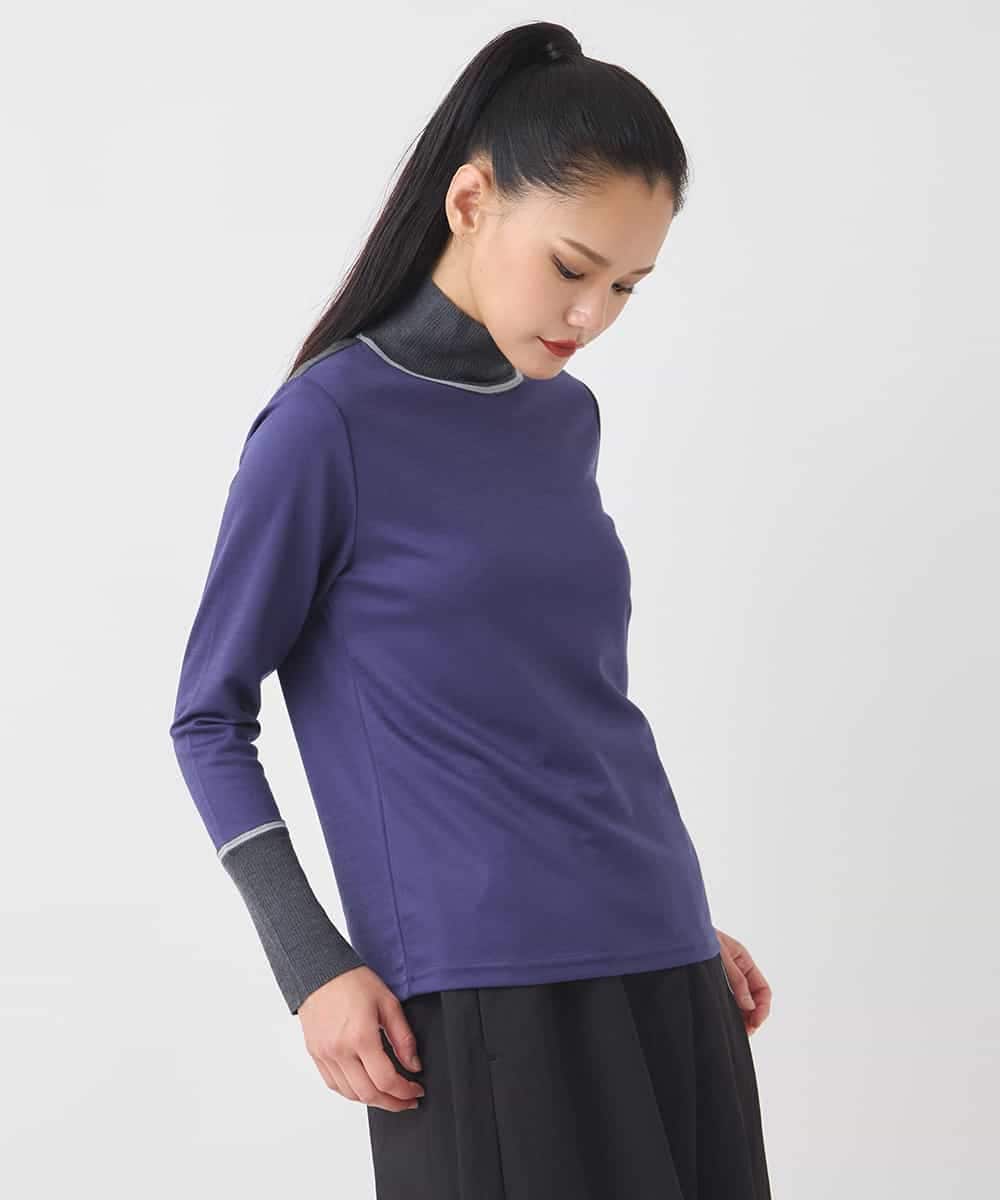 RBKAD10190 HIROKO BIS(ヒロコ ビス) 配色アクセントハイネックインナープルオーバー グリーン
