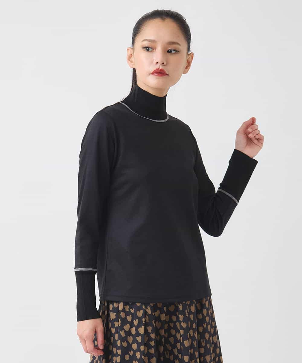 RBKAD10190 HIROKO BIS(ヒロコ ビス) 配色アクセントハイネックインナープルオーバー グリーン
