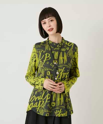 RBKAE33230  アートロゴ総柄モックネックカットソー