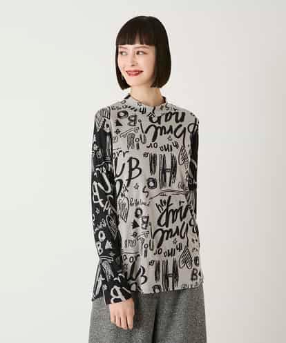 RBKAE33230 HIROKO BIS アートロゴ総柄モックネックカットソー