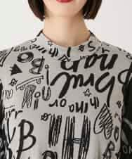 RBKAE33230 HIROKO BIS(ヒロコ ビス) アートロゴ総柄モックネックカットソー ライトグレー