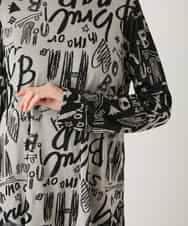 RBKAE33230 HIROKO BIS(ヒロコ ビス) アートロゴ総柄モックネックカットソー ライトグレー