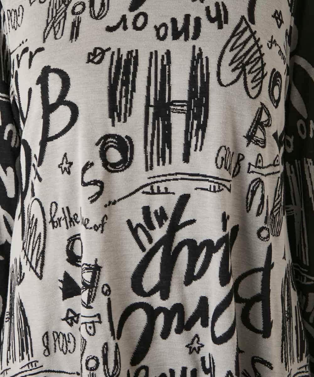 RBKAE33230 HIROKO BIS(ヒロコ ビス) アートロゴ総柄モックネックカットソー ライトグレー