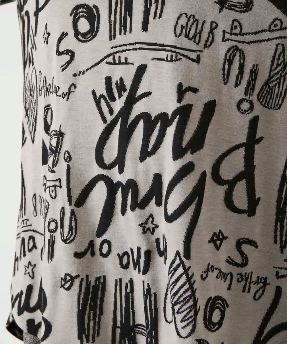 RBKAE33230 HIROKO BIS(ヒロコ ビス) アートロゴ総柄モックネックカットソー ライトグレー