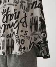 RBKAE33230 HIROKO BIS(ヒロコ ビス) アートロゴ総柄モックネックカットソー ライトグレー