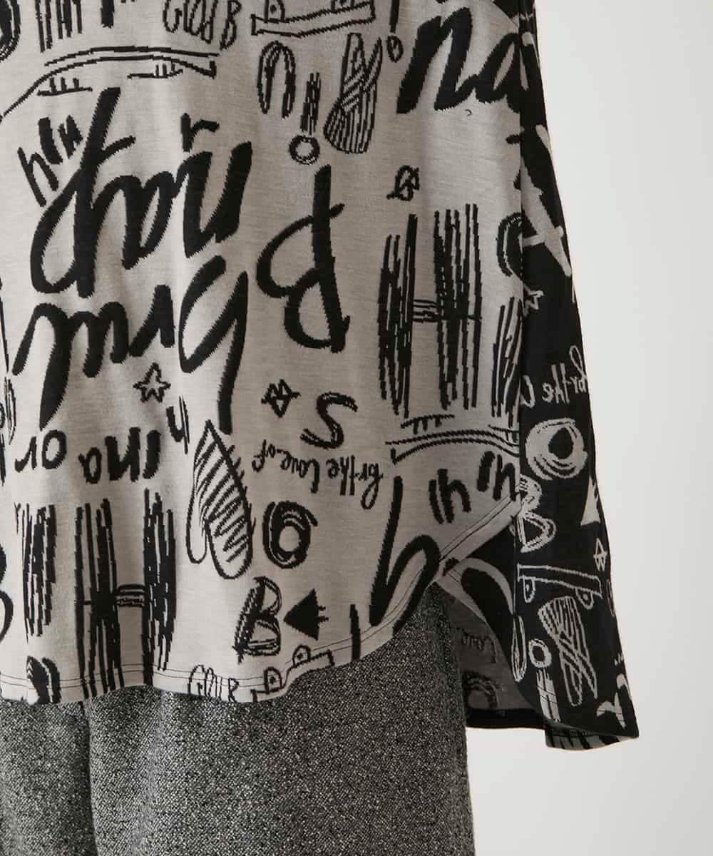 RBKAE33230 HIROKO BIS(ヒロコ ビス) アートロゴ総柄モックネックカットソー ライトグレー