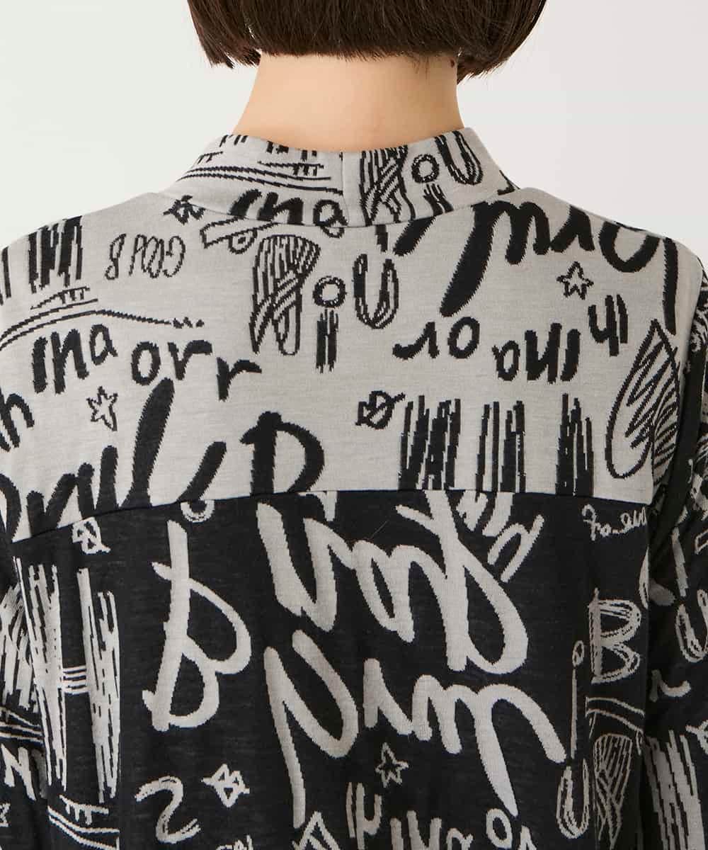 RBKAE33230 HIROKO BIS(ヒロコ ビス) アートロゴ総柄モックネックカットソー ライトグレー