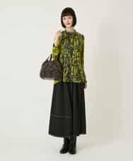 RBKAE33230 HIROKO BIS(ヒロコ ビス) アートロゴ総柄モックネックカットソー ライトグレー