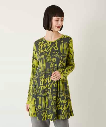 RBKAE34260 HIROKO BIS アートロゴ総柄チュニックカットソー