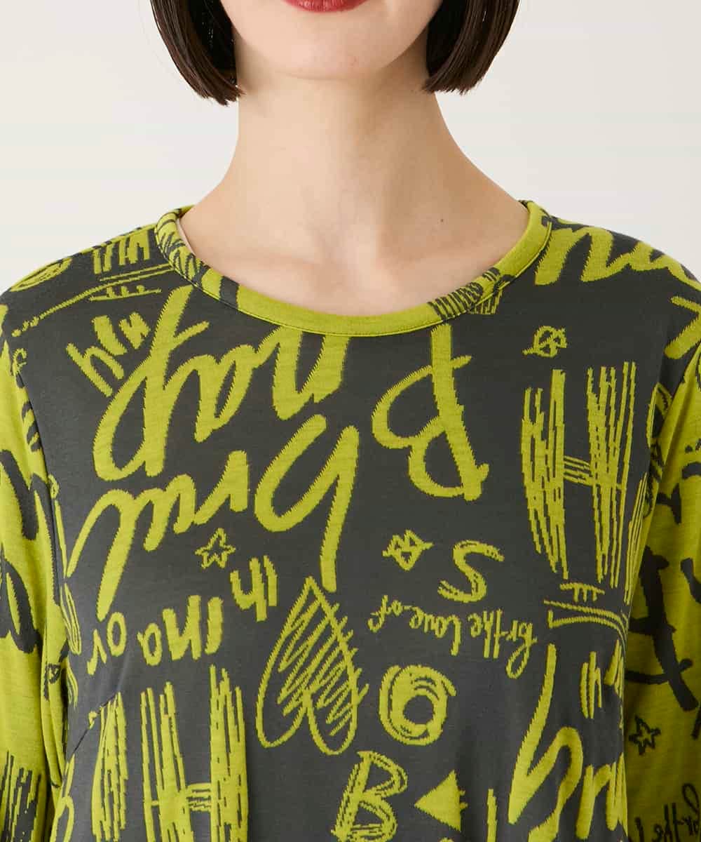 RBKAE34260 HIROKO BIS(ヒロコ ビス) アートロゴ総柄チュニックカットソー カーキ