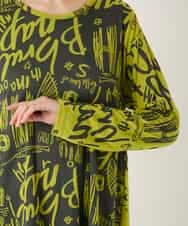 RBKAE34260 HIROKO BIS(ヒロコ ビス) アートロゴ総柄チュニックカットソー カーキ