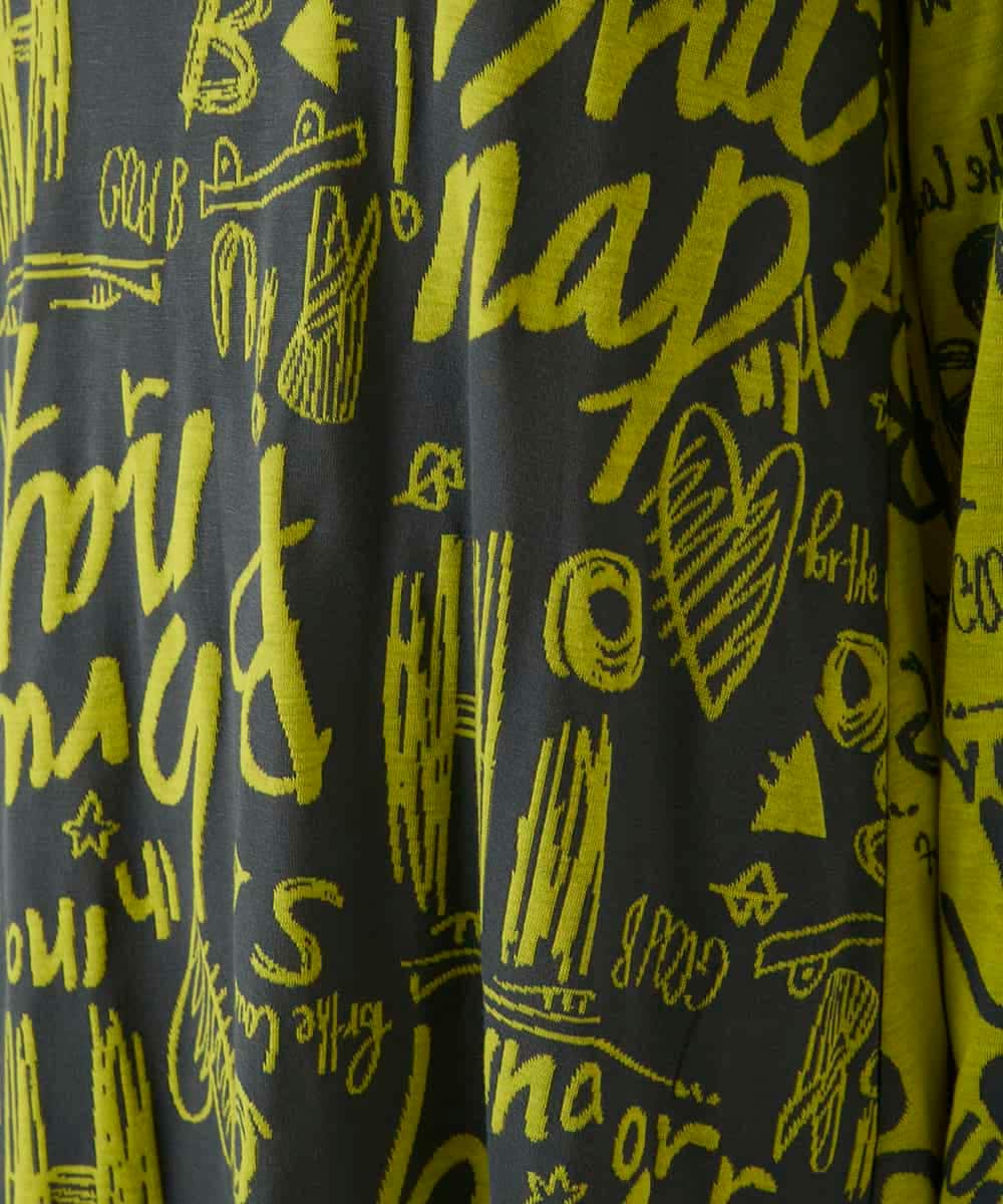 RBKAE34260 HIROKO BIS(ヒロコ ビス) アートロゴ総柄チュニックカットソー カーキ