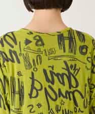 RBKAE34260 HIROKO BIS(ヒロコ ビス) アートロゴ総柄チュニックカットソー カーキ