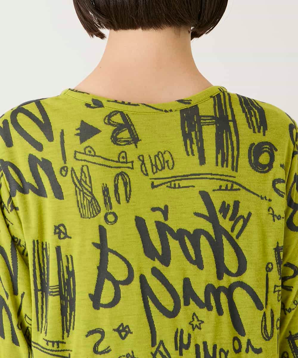 RBKAE34260 HIROKO BIS(ヒロコ ビス) アートロゴ総柄チュニックカットソー カーキ