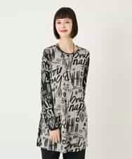 RBKAE34260 HIROKO BIS(ヒロコ ビス) アートロゴ総柄チュニックカットソー カーキ