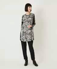 RBKAE34260 HIROKO BIS(ヒロコ ビス) アートロゴ総柄チュニックカットソー カーキ