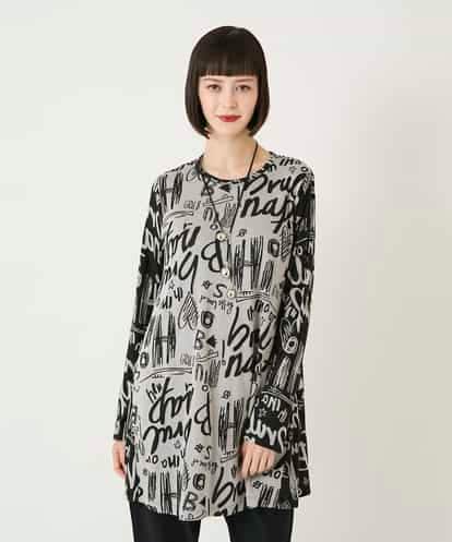 RBKAE34260 HIROKO BIS アートロゴ総柄チュニックカットソー
