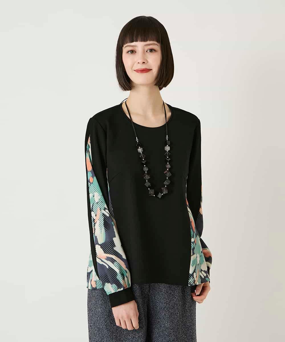 RBKAE35260 HIROKO BIS(ヒロコ ビス) デジタルフラワージョイントカットソー /洗える ブラック