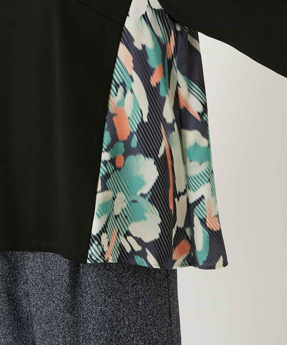 RBKAE35260 HIROKO BIS(ヒロコ ビス) デジタルフラワージョイントカットソー /洗える ブラック