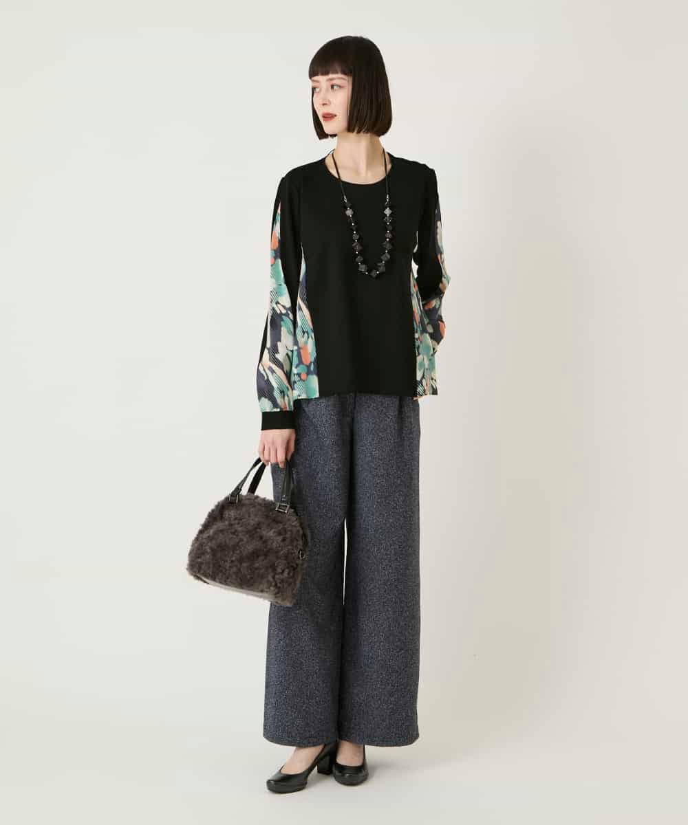 RBKAE35260 HIROKO BIS(ヒロコ ビス) デジタルフラワージョイントカットソー /洗える ブラック