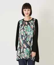 RBKAE36280 HIROKO BIS(ヒロコ ビス) デジタルフラワージョイントチュニック ブラック