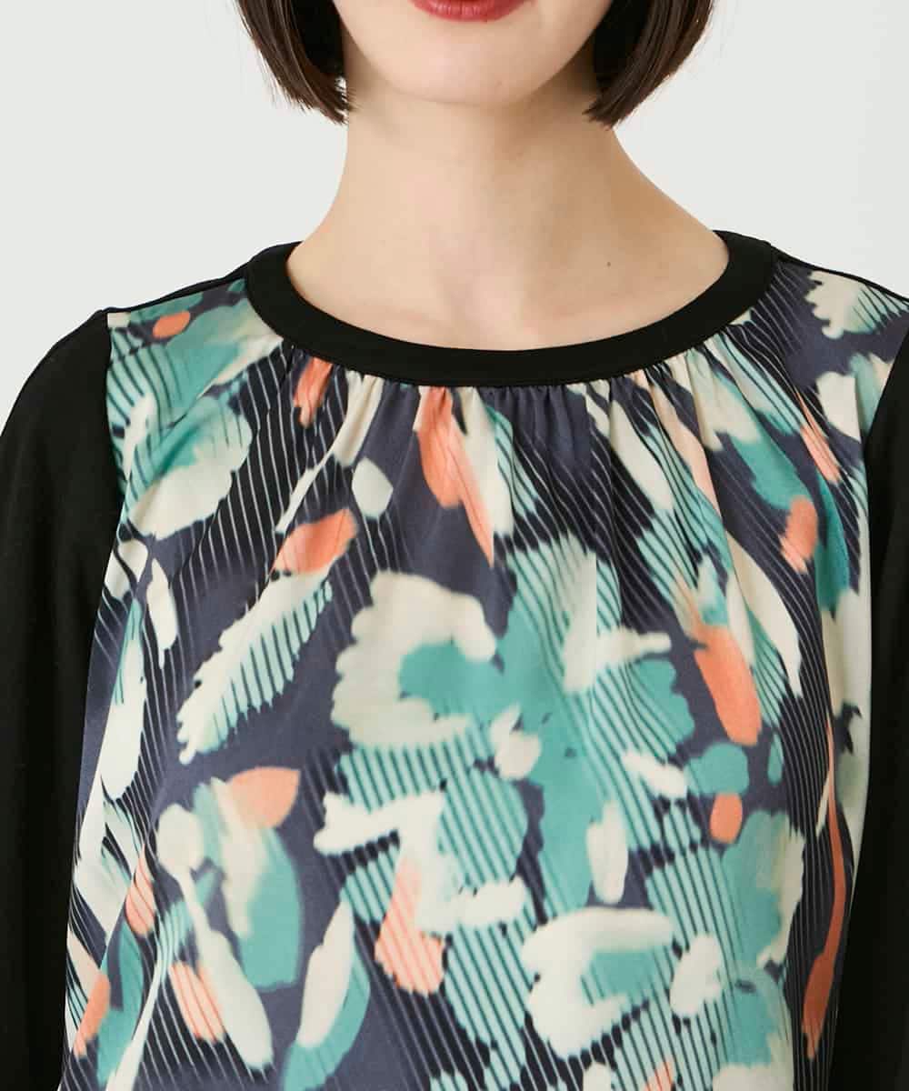 RBKAE36280 HIROKO BIS(ヒロコ ビス) デジタルフラワージョイントチュニック ブラック