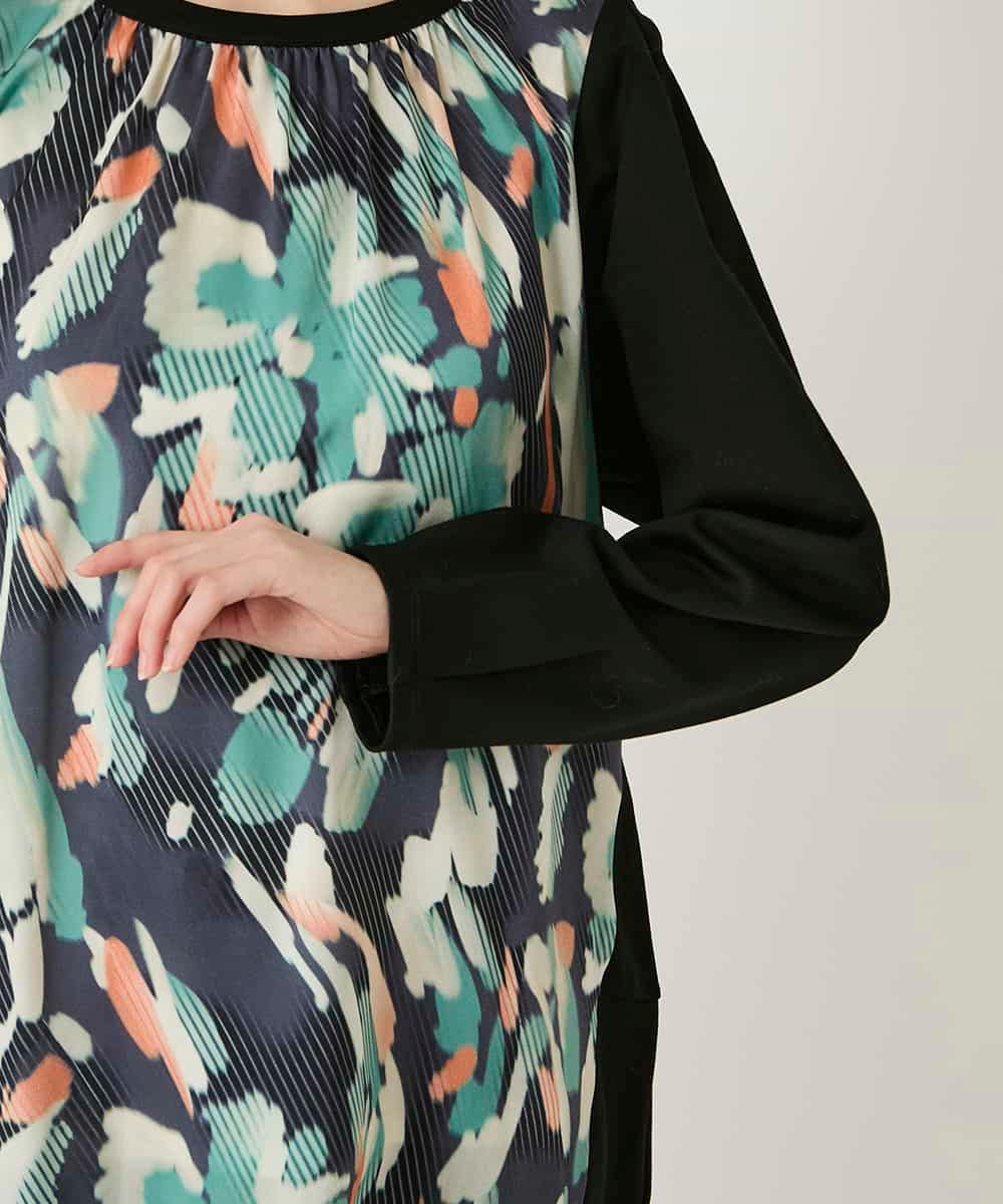 RBKAE36280 HIROKO BIS(ヒロコ ビス) デジタルフラワージョイントチュニック ブラック