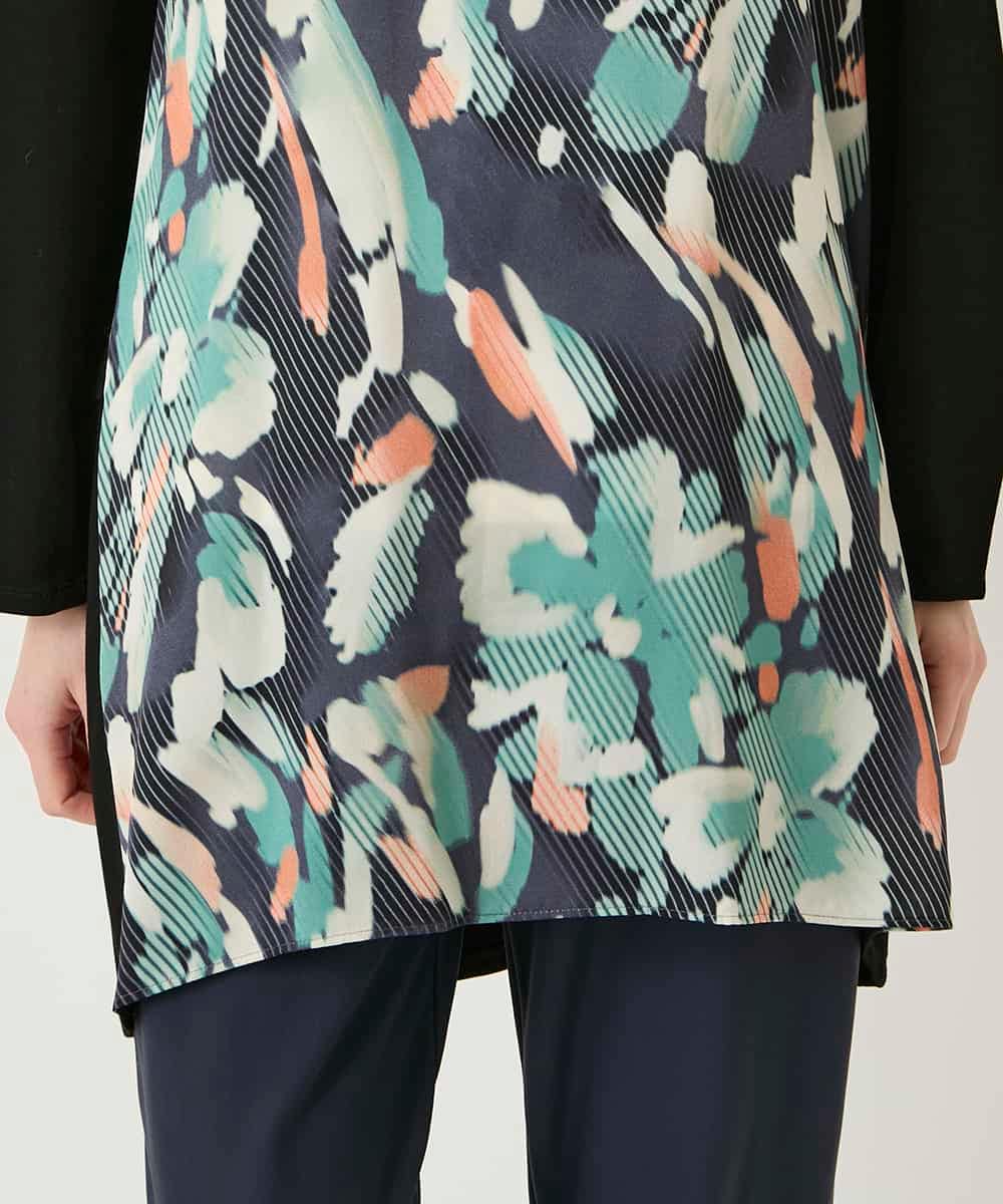 RBKAE36280 HIROKO BIS(ヒロコ ビス) デジタルフラワージョイントチュニック ブラック