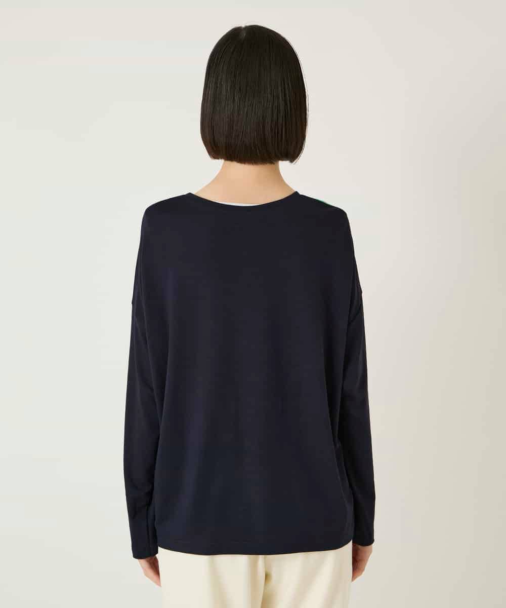 RBKAE38230 HIROKO BIS(ヒロコ ビス) デシンジョイントアートプリントプルオーバー /洗える ネイビー