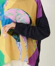 RBKAE38230 HIROKO BIS(ヒロコ ビス) デシンジョイントアートプリントプルオーバー /洗える ネイビー