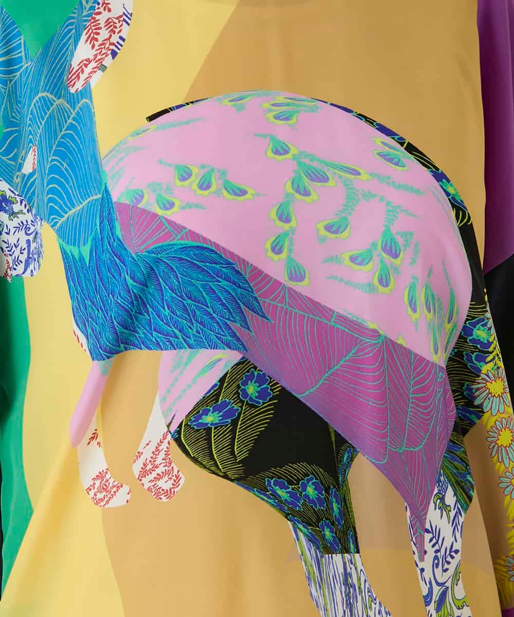 RBKAE38230 HIROKO BIS(ヒロコ ビス) デシンジョイントアートプリントプルオーバー /洗える ネイビー