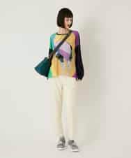 RBKAE38230 HIROKO BIS(ヒロコ ビス) デシンジョイントアートプリントプルオーバー /洗える ネイビー