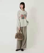 RBKAE39270 HIROKO BIS(ヒロコ ビス) 幾何アートフラワーボンディングプルオーバー ベージュ