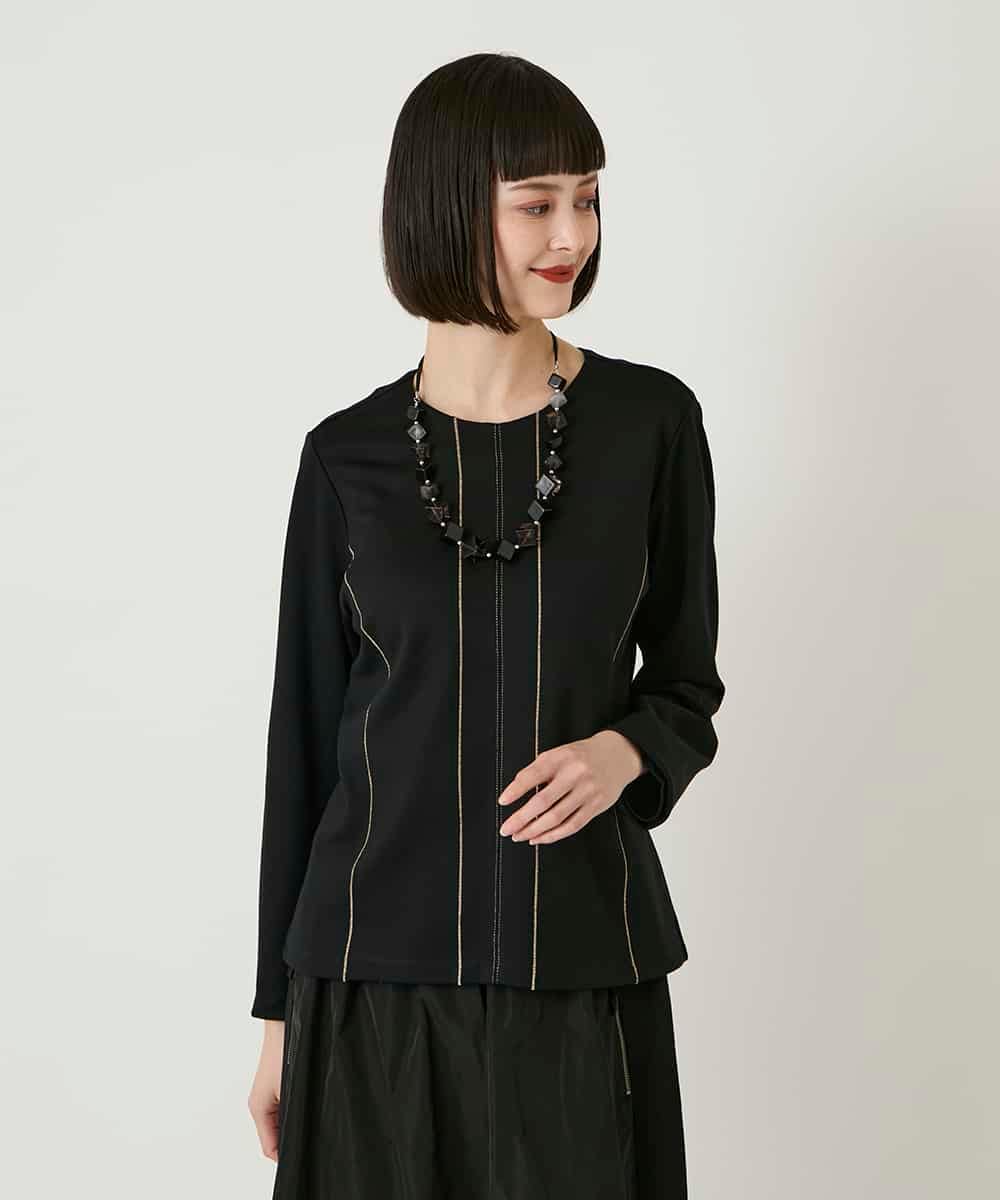 RBKAE40260 HIROKO BIS(ヒロコ ビス) ラインアクセントポンチプルオーバー ブラック