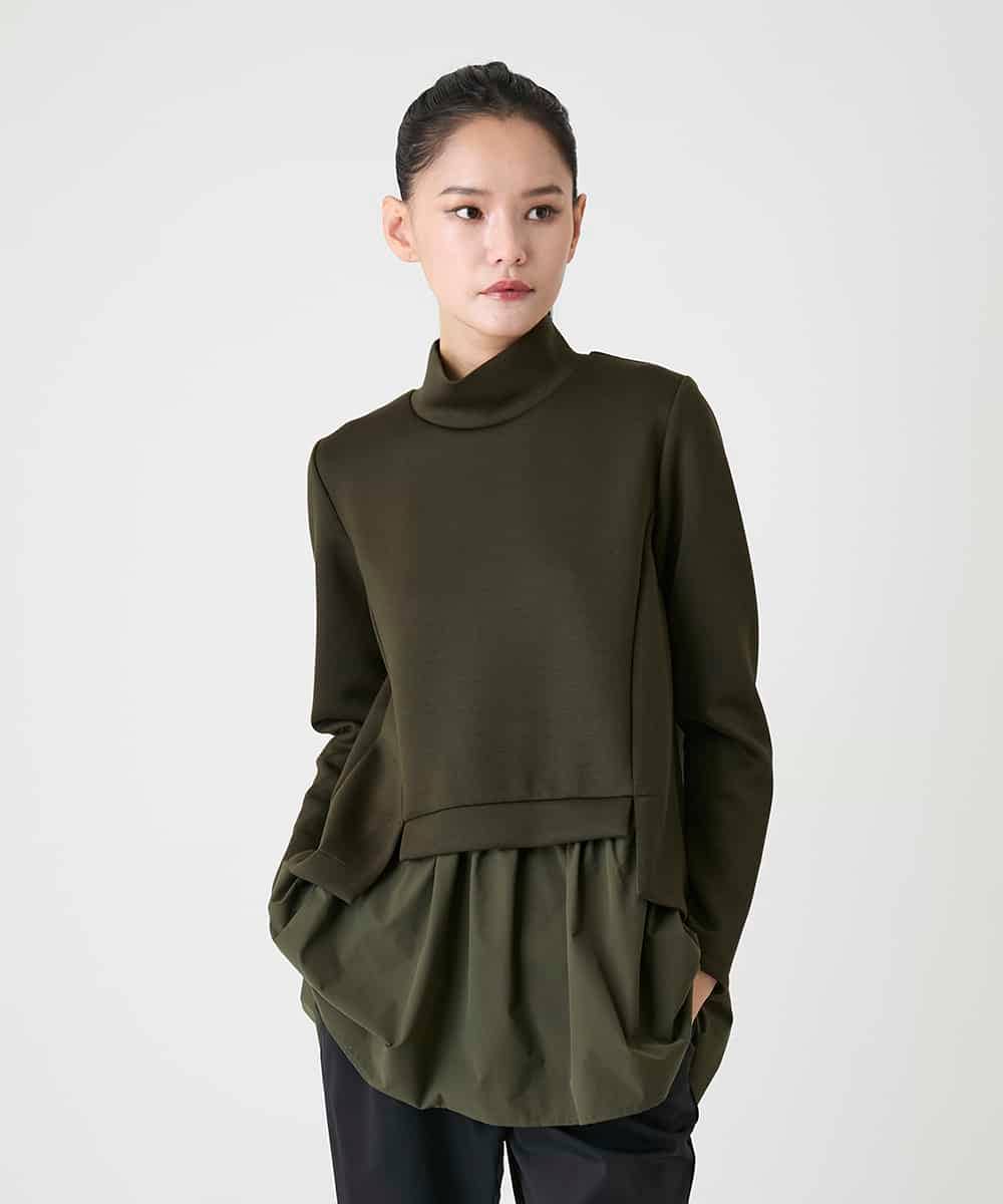 RBKAG11280 HIROKO BIS(ヒロコ ビス) ストレッチダンボールドッキングデザインチュニック カーキ