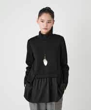 RBKAG11280 HIROKO BIS(ヒロコ ビス) ストレッチダンボールドッキングデザインチュニック ブラック