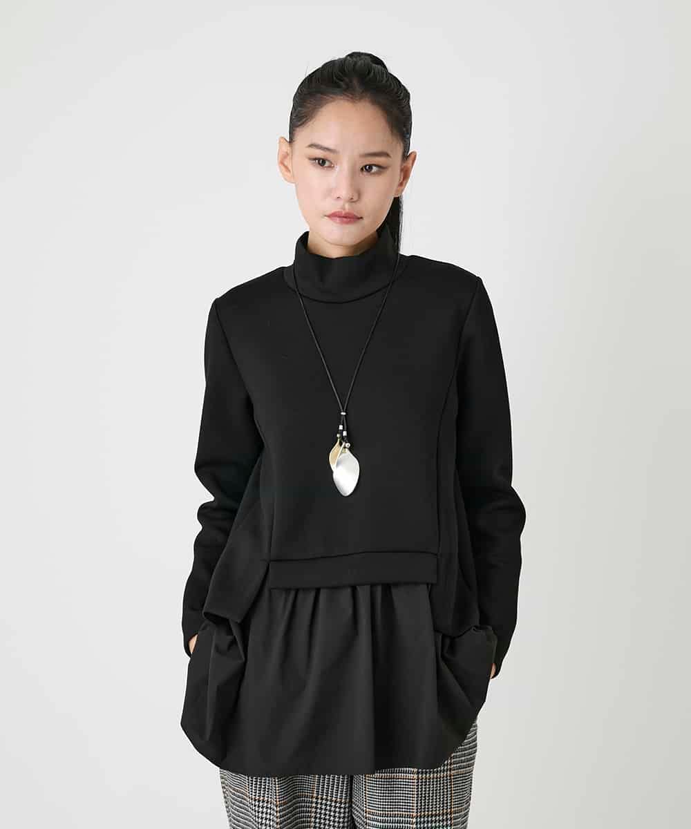 RBKAG11280 HIROKO BIS(ヒロコ ビス) ストレッチダンボールドッキングデザインチュニック ブラック