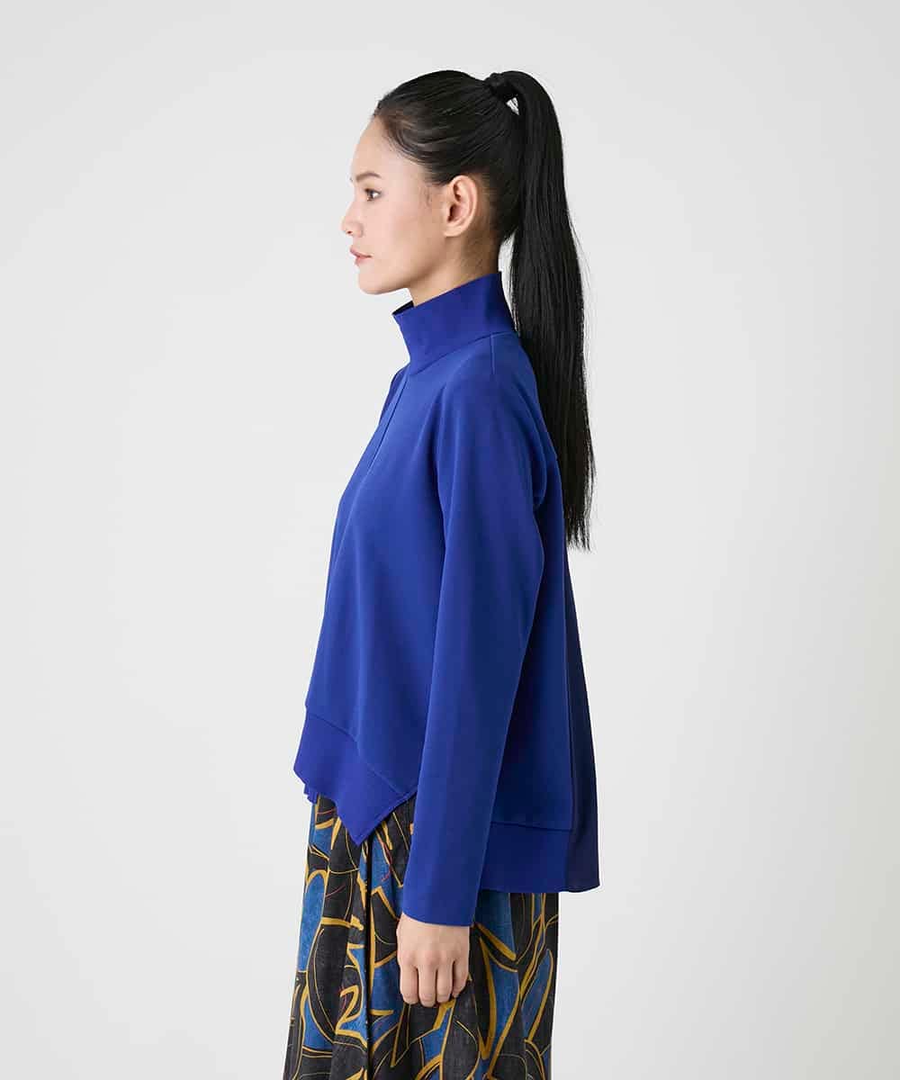 RBKAG20210 HIROKO BIS(ヒロコ ビス) アシンメトリーヘム異素材ミックスプルオーバー ブルー