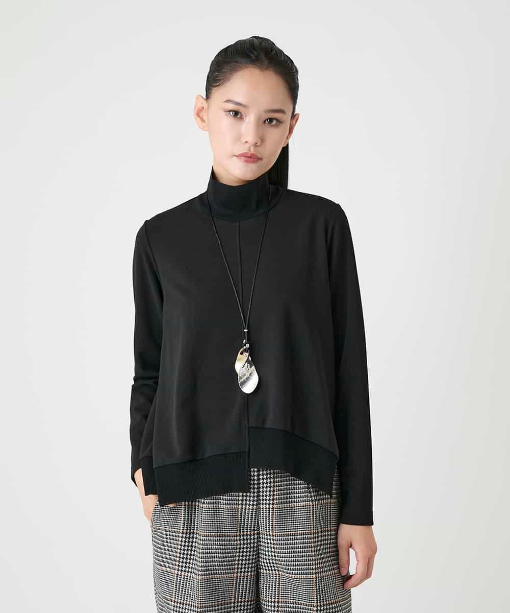 RBKAG20210 HIROKO BIS(ヒロコ ビス) アシンメトリーヘム異素材ミックスプルオーバー ブルー