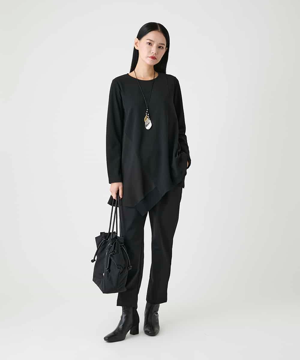 RBKAG21240 HIROKO BIS(ヒロコ ビス) アシンメトリーヘム異素材ミックスチュニック ブルー