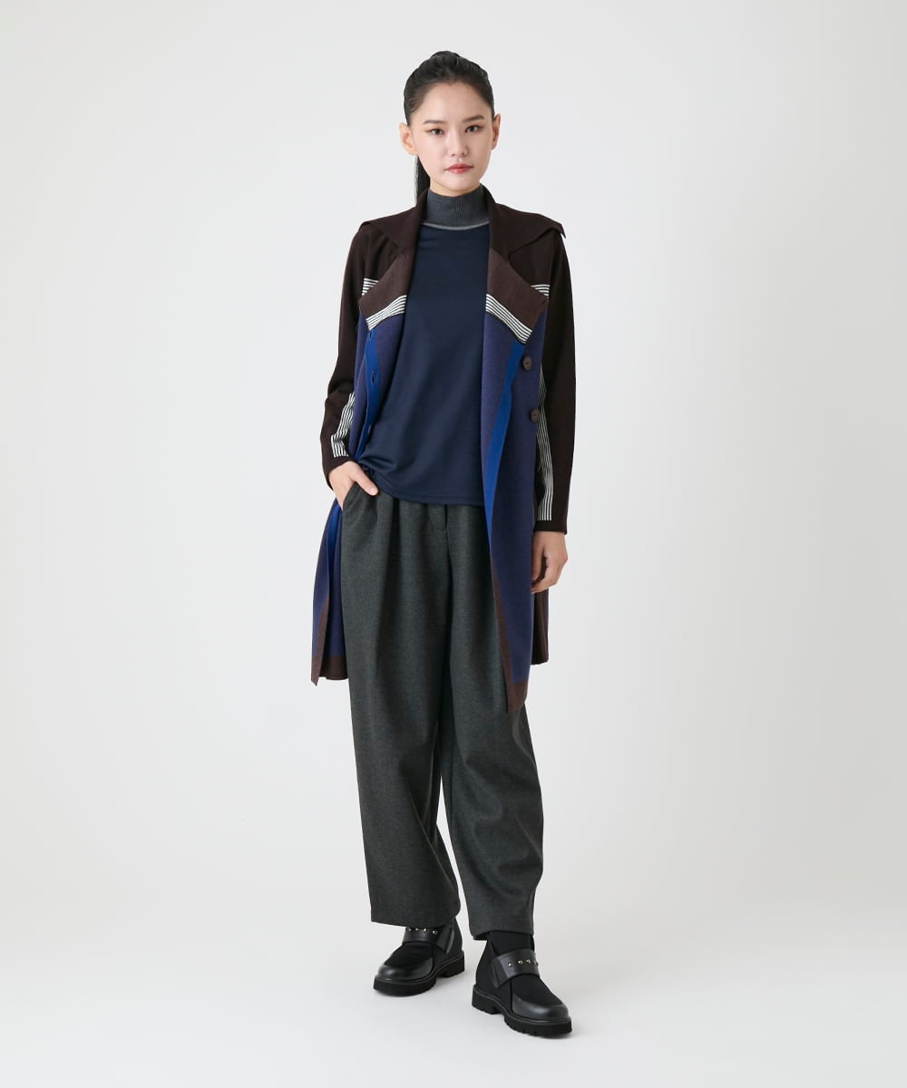 RBKAG25190 HIROKO BIS(ヒロコ ビス) 配色切替ハイネックインナープルオーバー グリーン