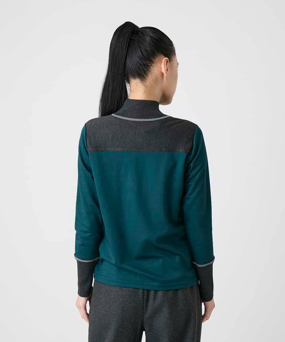 RBKAG25190 HIROKO BIS(ヒロコ ビス) 配色切替ハイネックインナープルオーバー グリーン