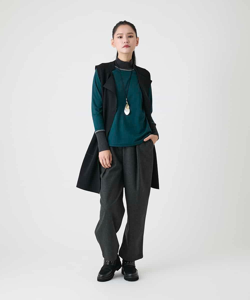 RBKAG25190 HIROKO BIS(ヒロコ ビス) 配色切替ハイネックインナープルオーバー グリーン