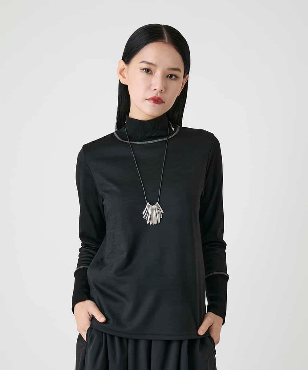 RBKAG25190 HIROKO BIS(ヒロコ ビス) 配色切替ハイネックインナープルオーバー ブラック