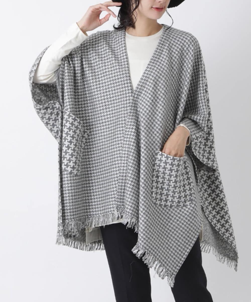 RBKAS04360 HIROKO BIS(ヒロコ ビス) 千鳥ドッキングストールカーディガン イエロー