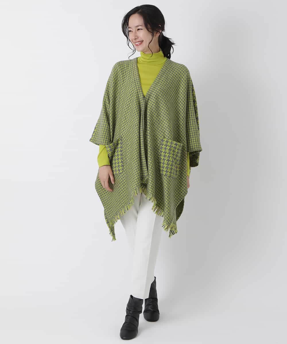 RBKAS04360 HIROKO BIS(ヒロコ ビス) 千鳥ドッキングストールカーディガン イエロー