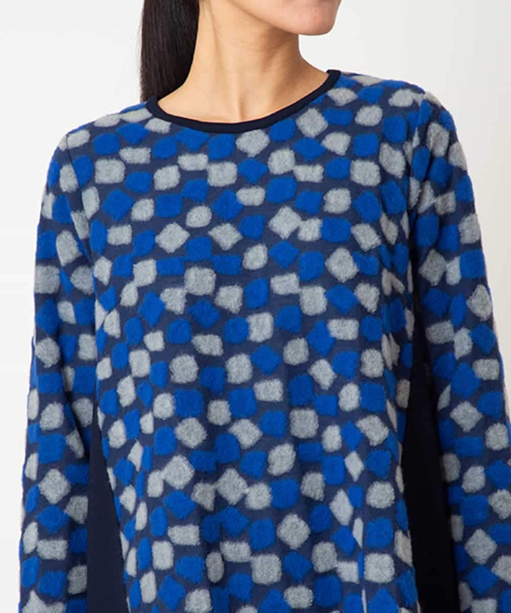 RBKCD10260 HIROKO BIS(ヒロコ ビス) 起毛ブロック切り替えデザインプルオーバー ネイビー