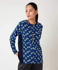 RBKCD10260 HIROKO BIS(ヒロコ ビス) 起毛ブロック切り替えデザインプルオーバー ネイビー